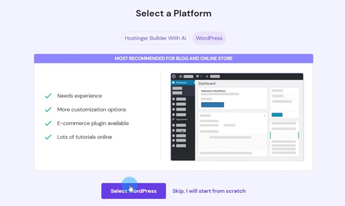 hostinger wordpress platform